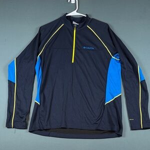 Columbia Men's Navy Blue Jacket with Blue and Yellow Accents